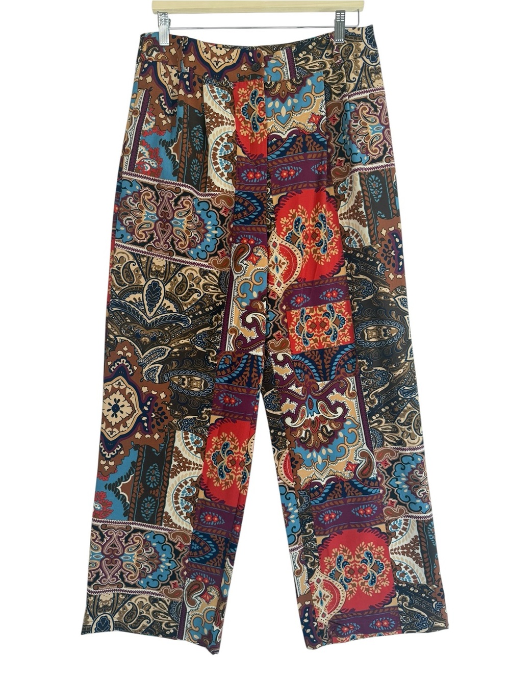 CAT Patchwork Paisley Wide Leg Pants Multi Color LARGE NWOT